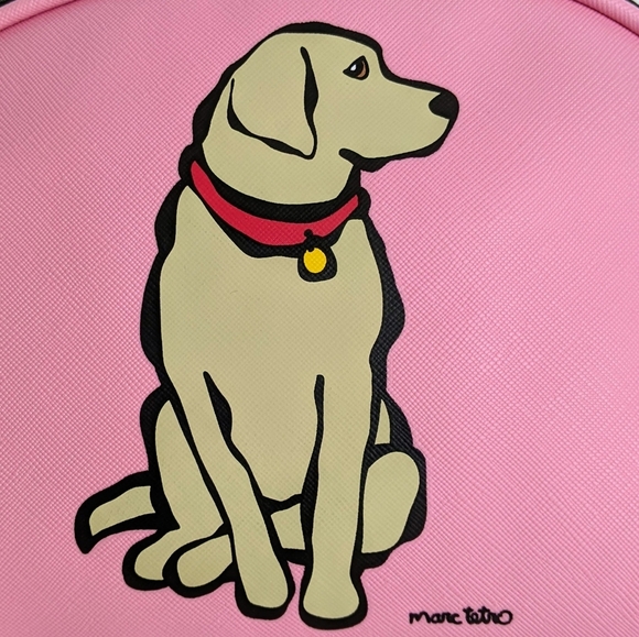 marc tetro Golden Retriever Large Cosmetic Case Pouch Bag PVC Saffiano Pink NWT - Picture 3 of 12